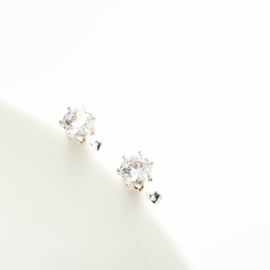 【Angel & Me】六爪 皇冠 5mm 瑞士單鑽 鑽石 s925 純銀耳環 耳夾, , large