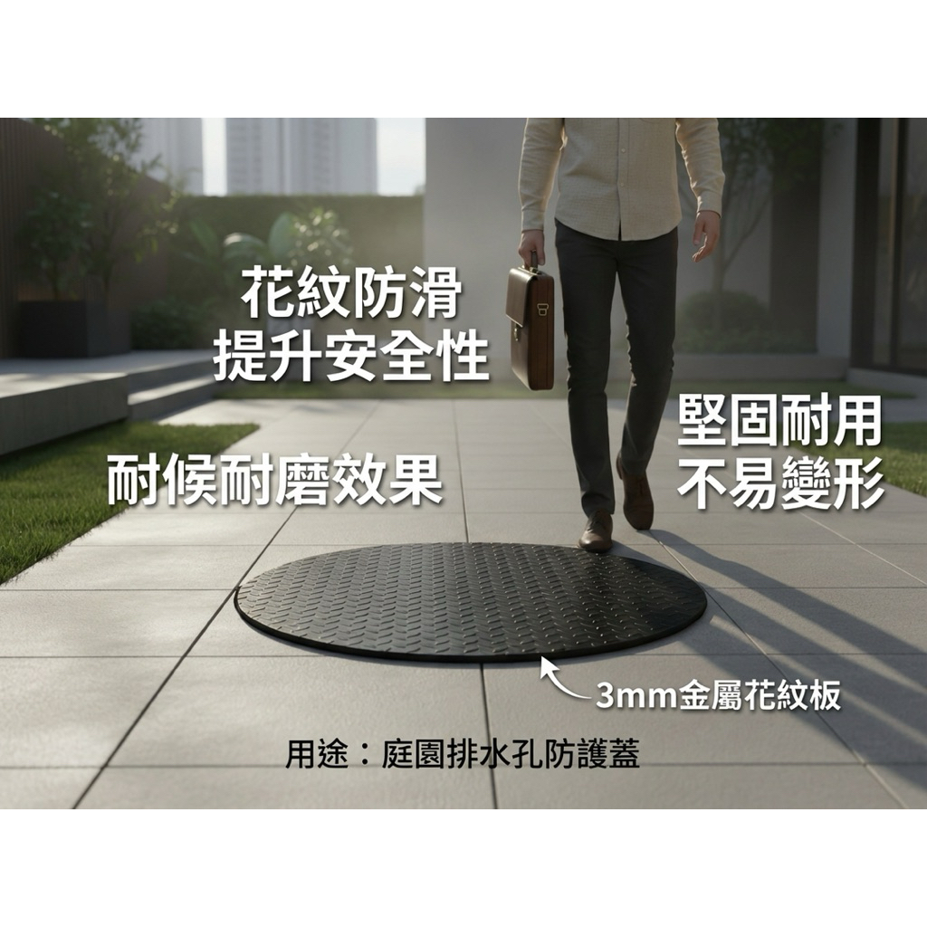 【 SHAONIANNA.TW 】3mm厚金屬花紋板圓形防滑蓋｜高承重耐壓｜戶外地面井蓋／防滑圓蓋／工業用蓋板地面孔蓋｜排水孔蓋｜設備孔蓋｜, , large