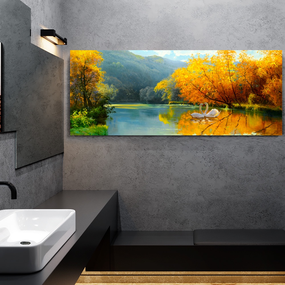 【御畫房】天鵝湖 國家一級畫師手繪油畫60&times;120cm(VF-44), , large