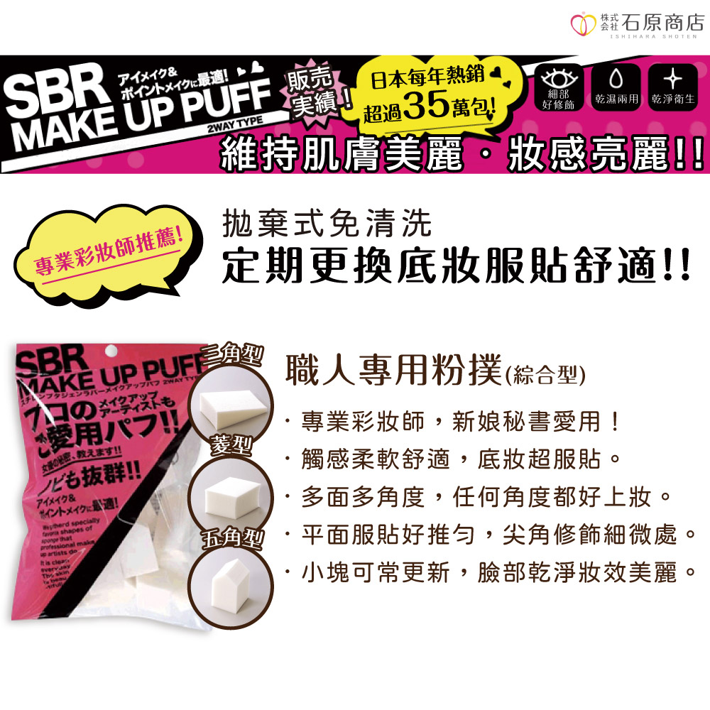【千康嚴選】石原商店 職人專用粉撲-綜合型30入, , large
