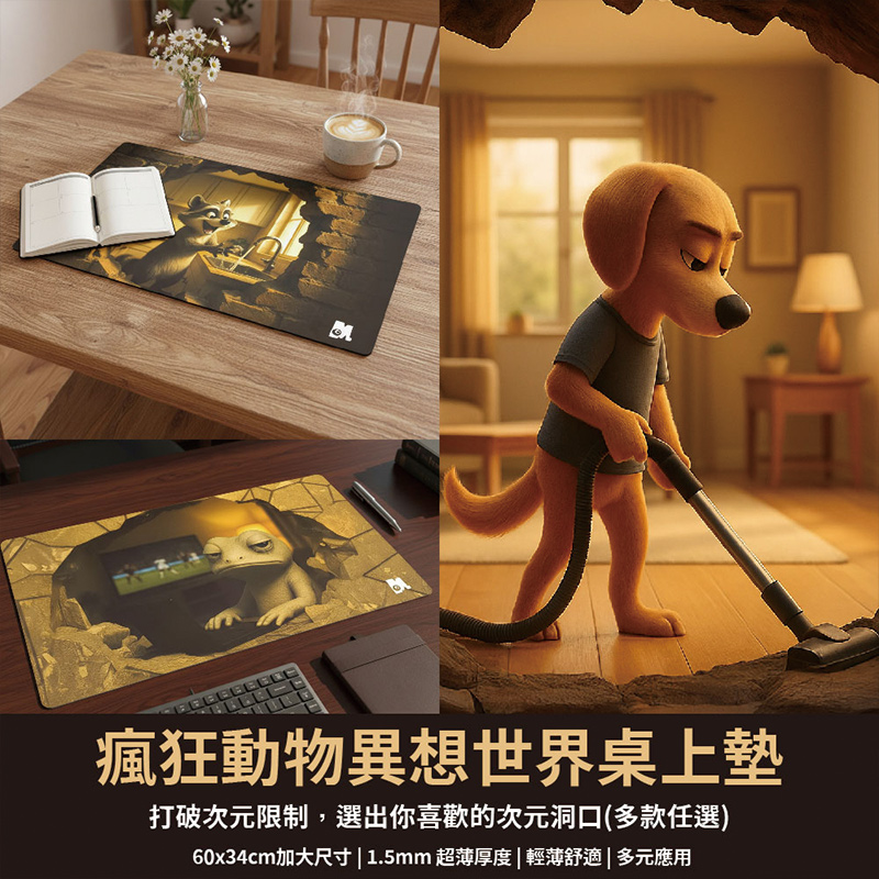 【怪獸】瑪思特 3D情境桌上墊 (60x34cm) -廢廢熊, , large