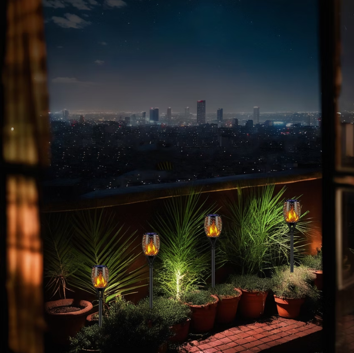 【iSOLAR】太陽能火焰燈(大款) 戶外景觀裝飾 露營 補光補景氣氛燈 戶外庭院景觀 燃燒效果 火炬造型 防雨戶外裝飾燈, , large