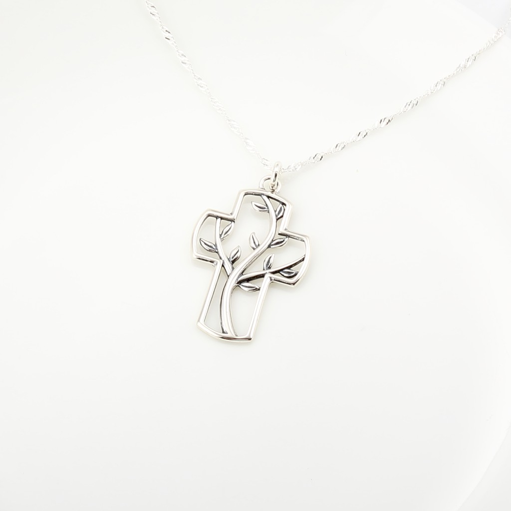【Angel & Me】Tree of Life Cross 925 sterling silver necklace Christmas gift, , large