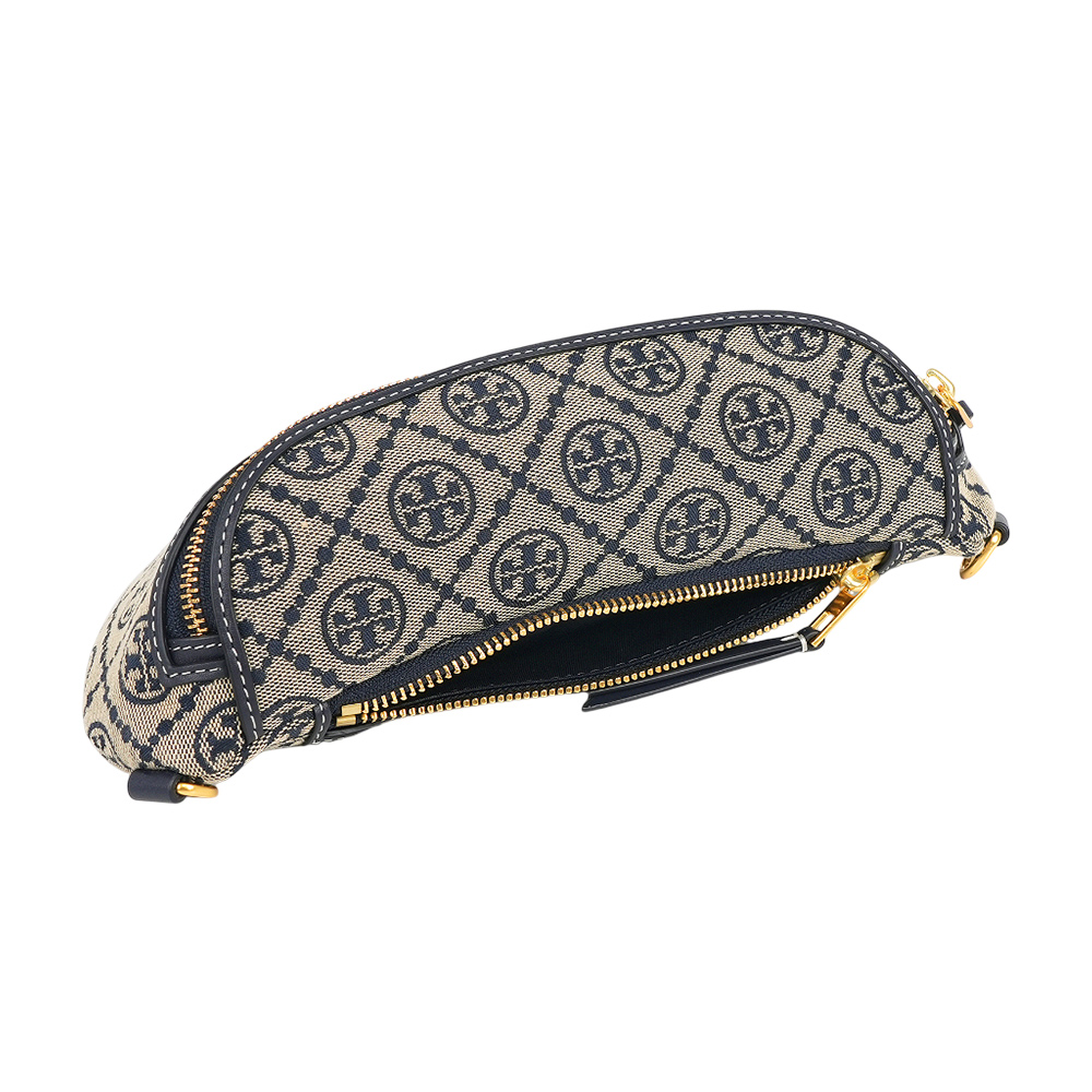 TORY BURCH T Monogram 標誌緹花拉鍊腰包(海軍藍), , large