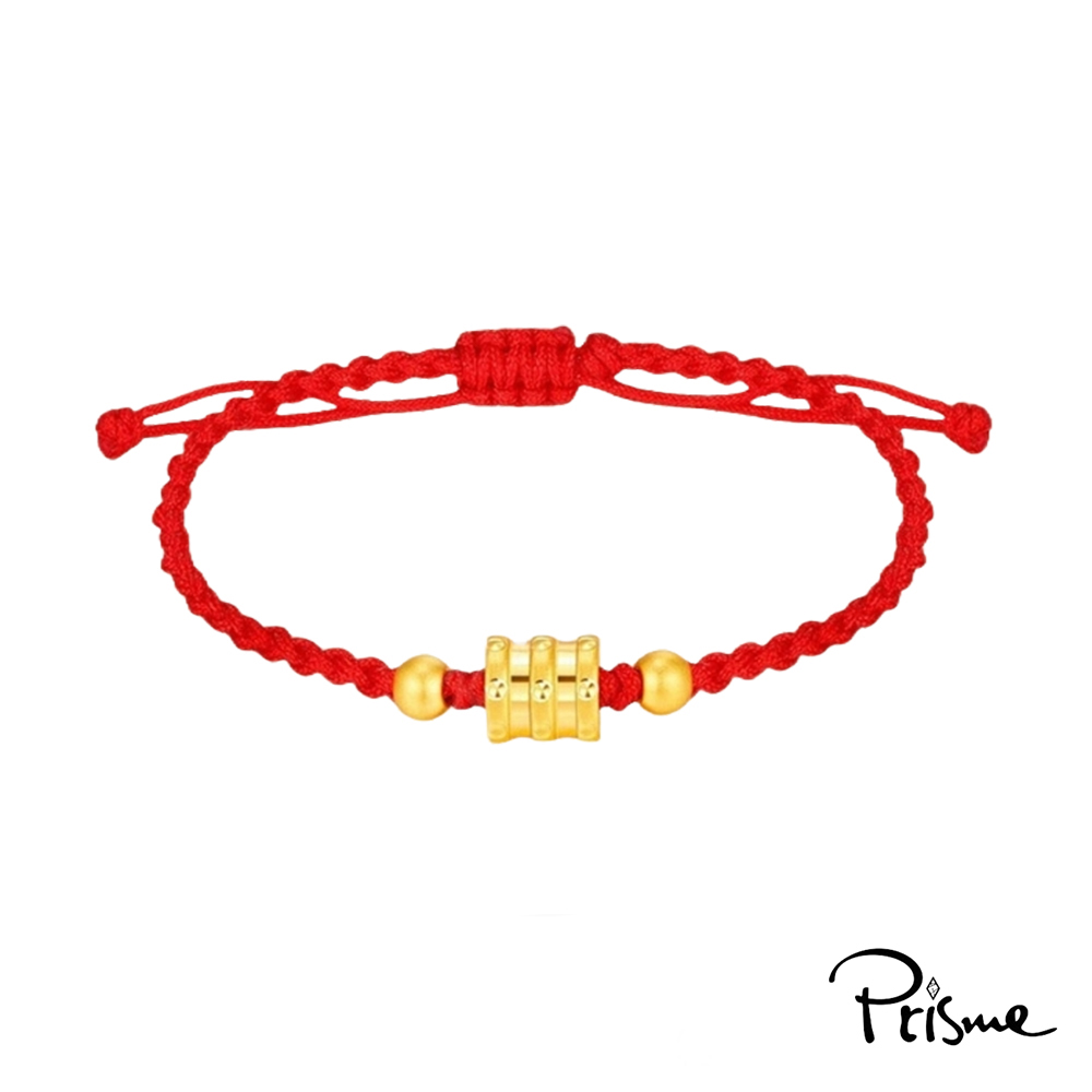 【Prisme Gold】黃金手鍊 金圓環綴飾紅編織手鍊 (金重:約0.053錢&plusmn;0.03), , large