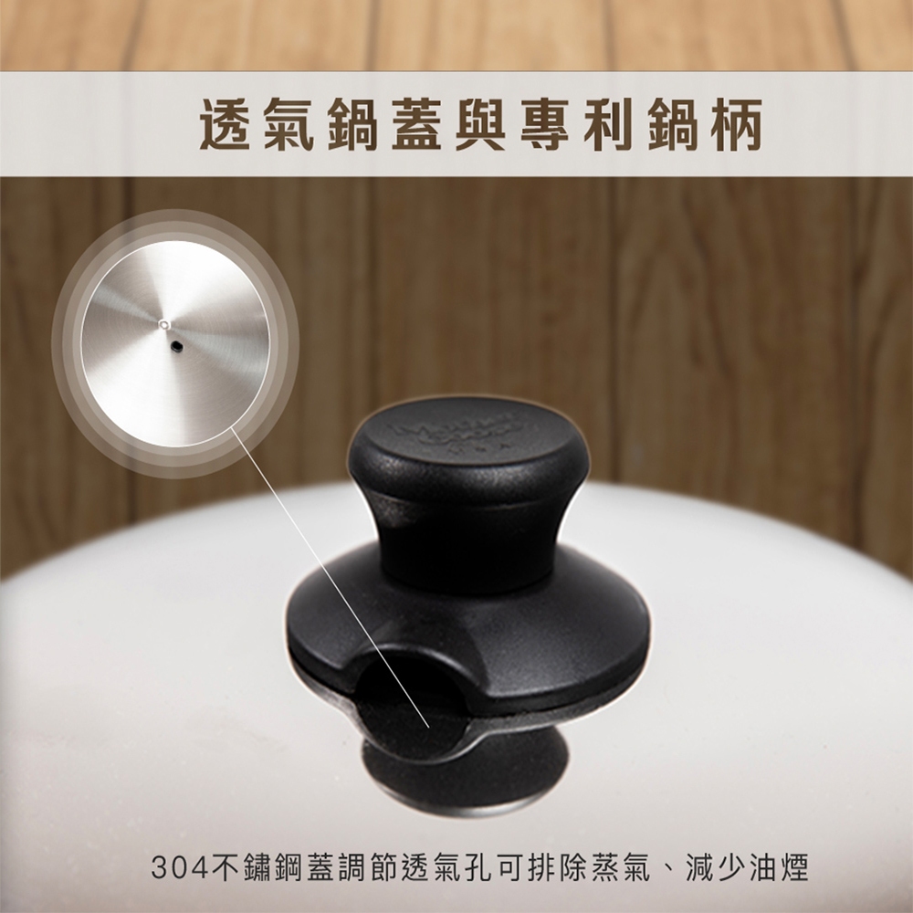 【美國MotherGoose鵝媽媽】晶鑽輕量 節能航太合金 物理不沾鍋/炒鍋36cm 雙耳+不繡鋼鍋鏟, , large