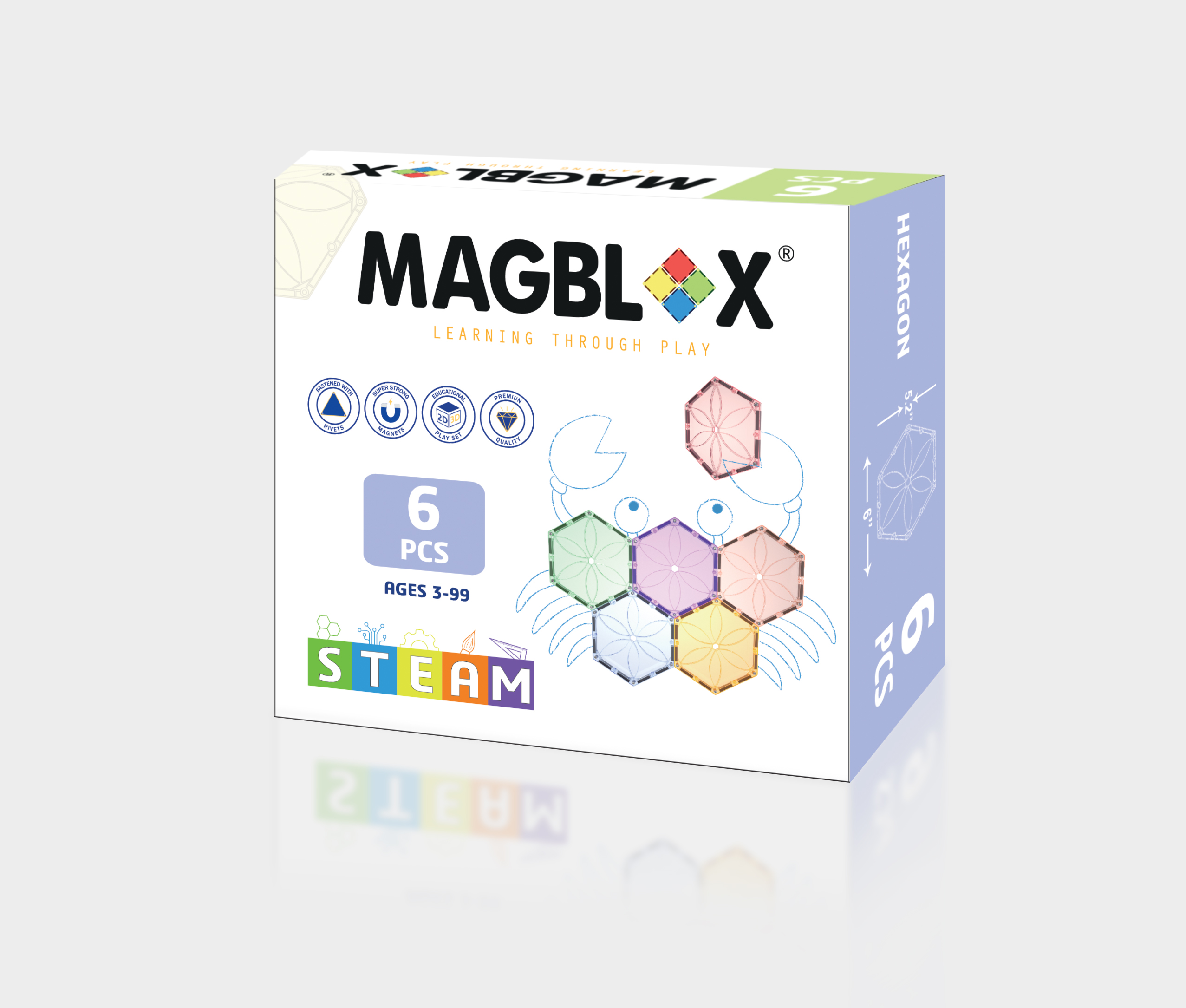 [好研所]MAGBLOX&reg; 美學磁力片 六角形 - 粉彩 (6pcs), , large