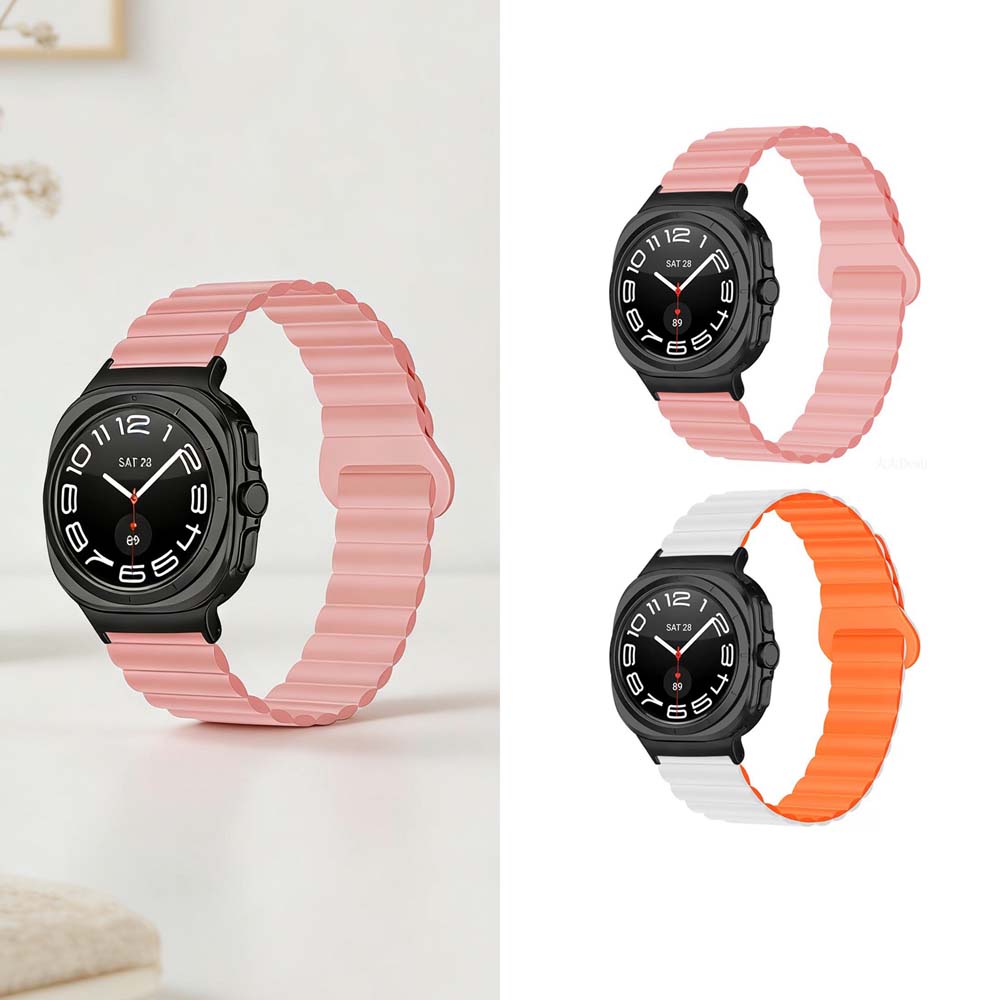 【山水之寶】三星/小米/Garmin Quick Releas快拆式錶帶替換錶帶 親膚矽膠 波浪壓紋隱藏扣回環磁吸通用錶帶 20mm, , large