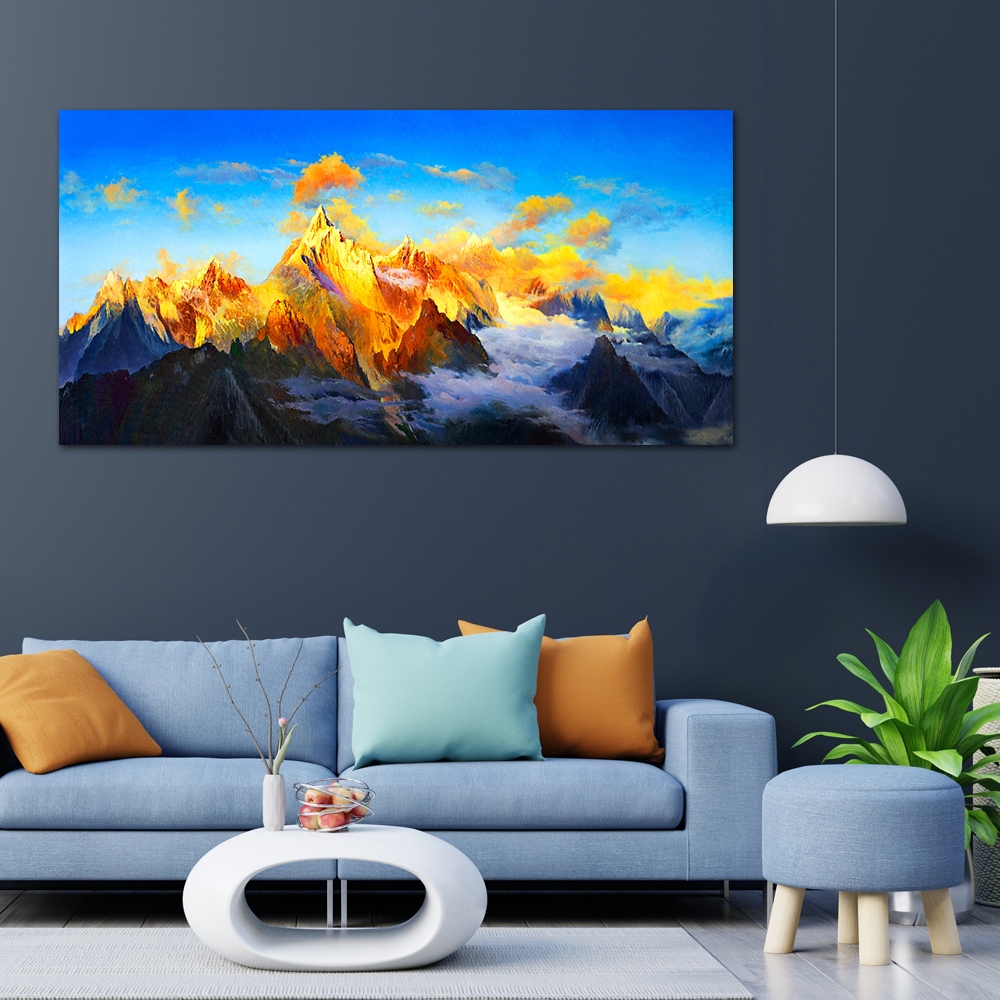 【御畫房】日照金山 國家一級畫師手繪油畫60&times;120cm(VF-145), , large