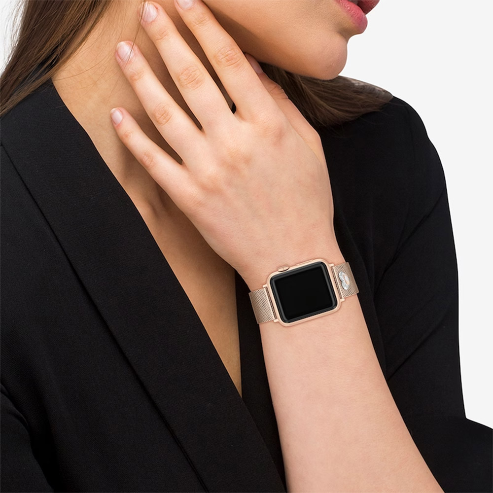 COACH Apple Watch 錶帶 38/40/41mm 適用 米蘭鍊帶 C字愛心錶帶-玫瑰金(不含手錶), , large