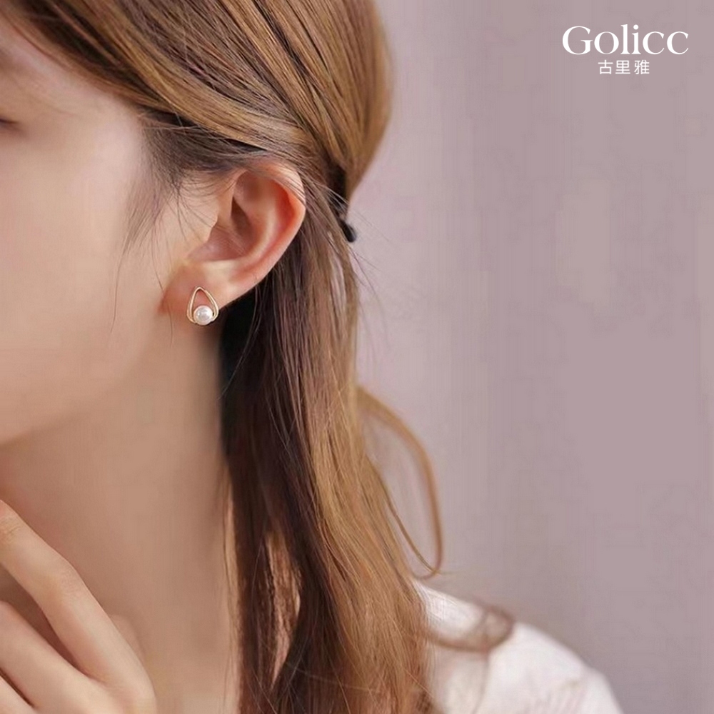 【Gulicc】古莉可 耳環  韓版三角水滴珍珠耳釘, , large