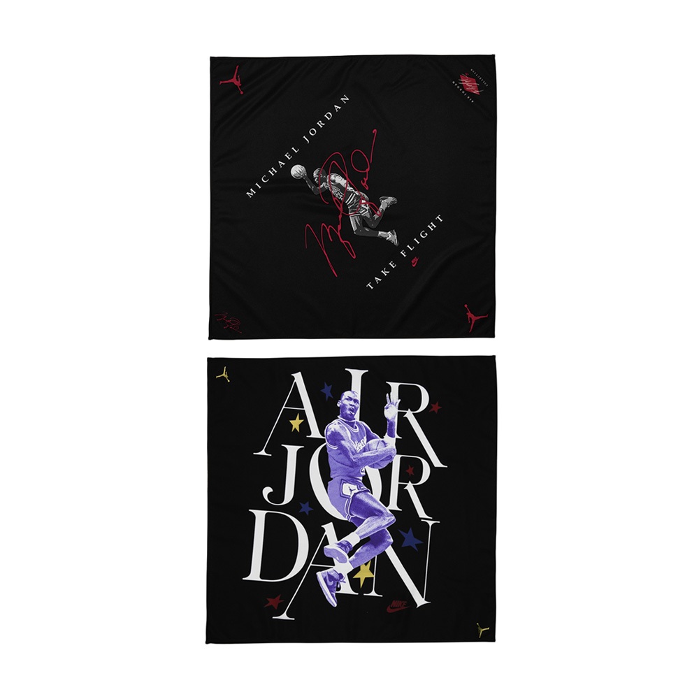 NIKE JORDAN BANDANA PRINTED 方巾 領巾 頭巾 時尚 吸汗 乾爽 透氣 柔軟 舒適 黑紅 黑藍, , large