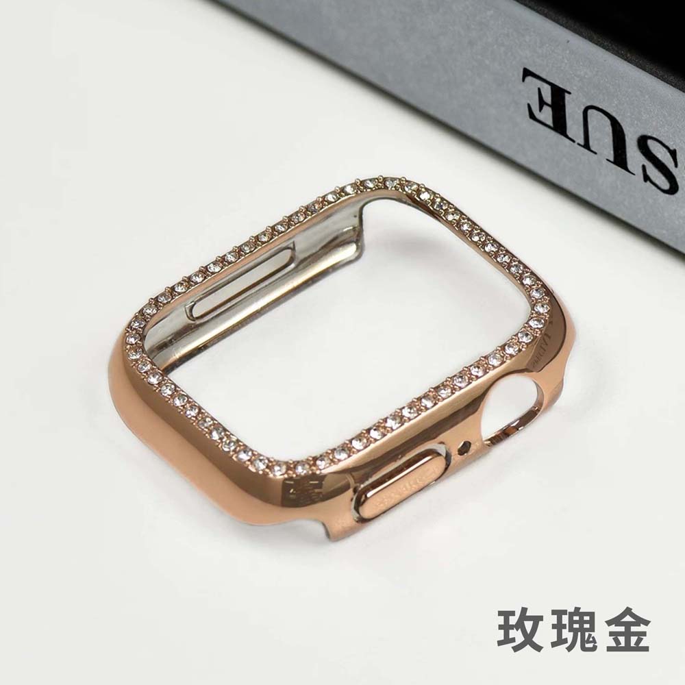 【山水之寶】Apple Watch 4/5/6/SE1/SE2/SE3 40mm保護殼 閃鑽電鍍邊框保護殼, 玫瑰金, large