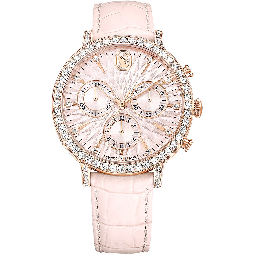 SWAROVSKI 施華洛世奇 Matrix Tennis Chrono水晶三眼計時手錶 女錶-36mm 5698300, , large