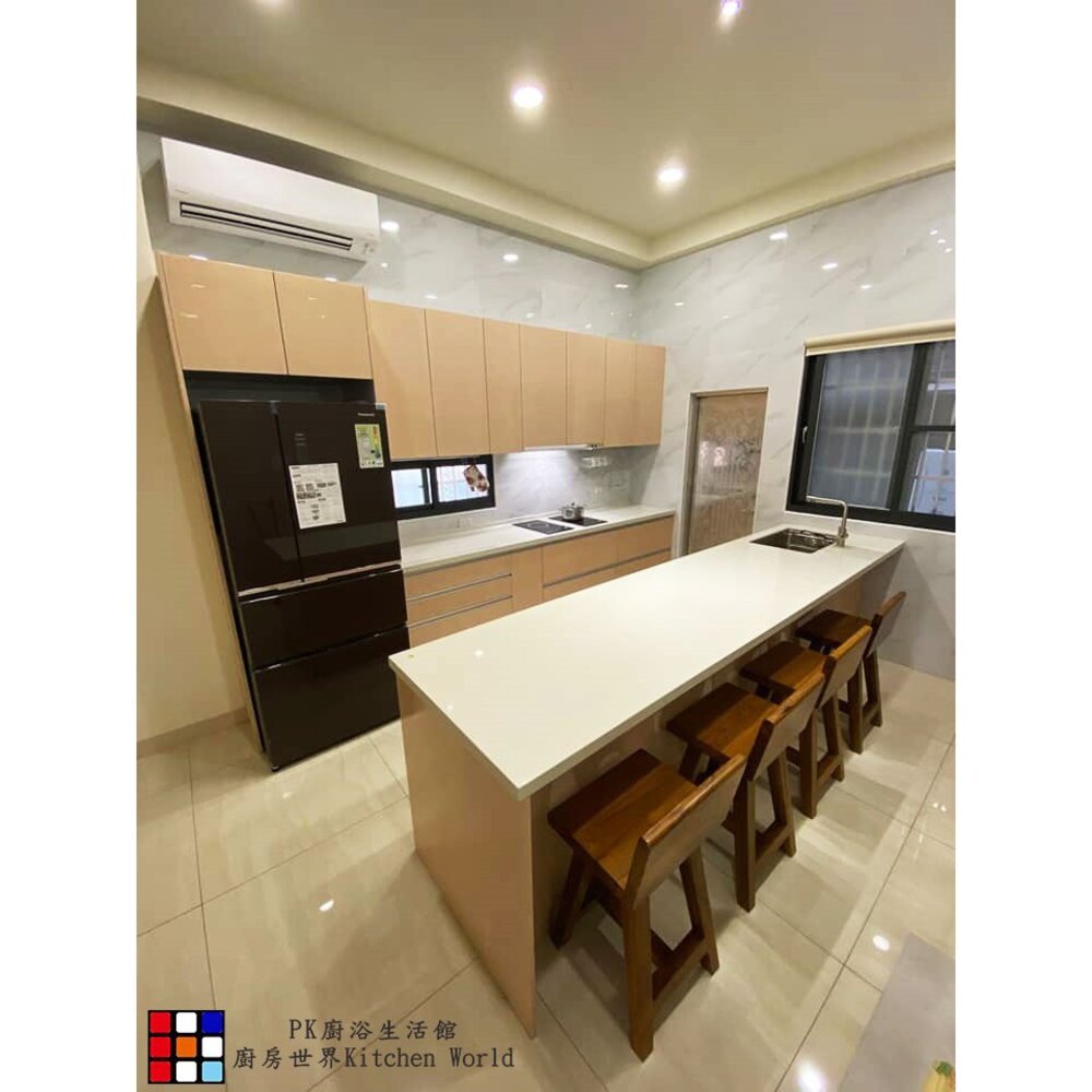 【KW廚房世界】系統廚具 廚房設計 客製化 廚櫃 工廠直營 一字型流理台 電器櫃 中島 搭櫻花牌電陶爐 排油煙機, , large