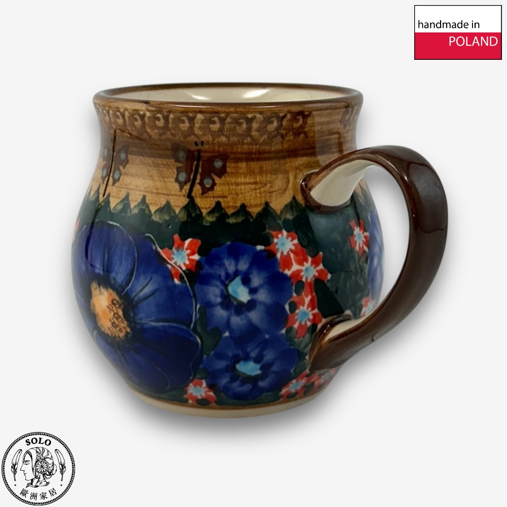 【SOLO歐洲家居】波蘭製 Cerraf 波蘭陶 350ml 胖胖杯 馬克杯 水杯 咖啡杯 蝶語黃昏系列, , large
