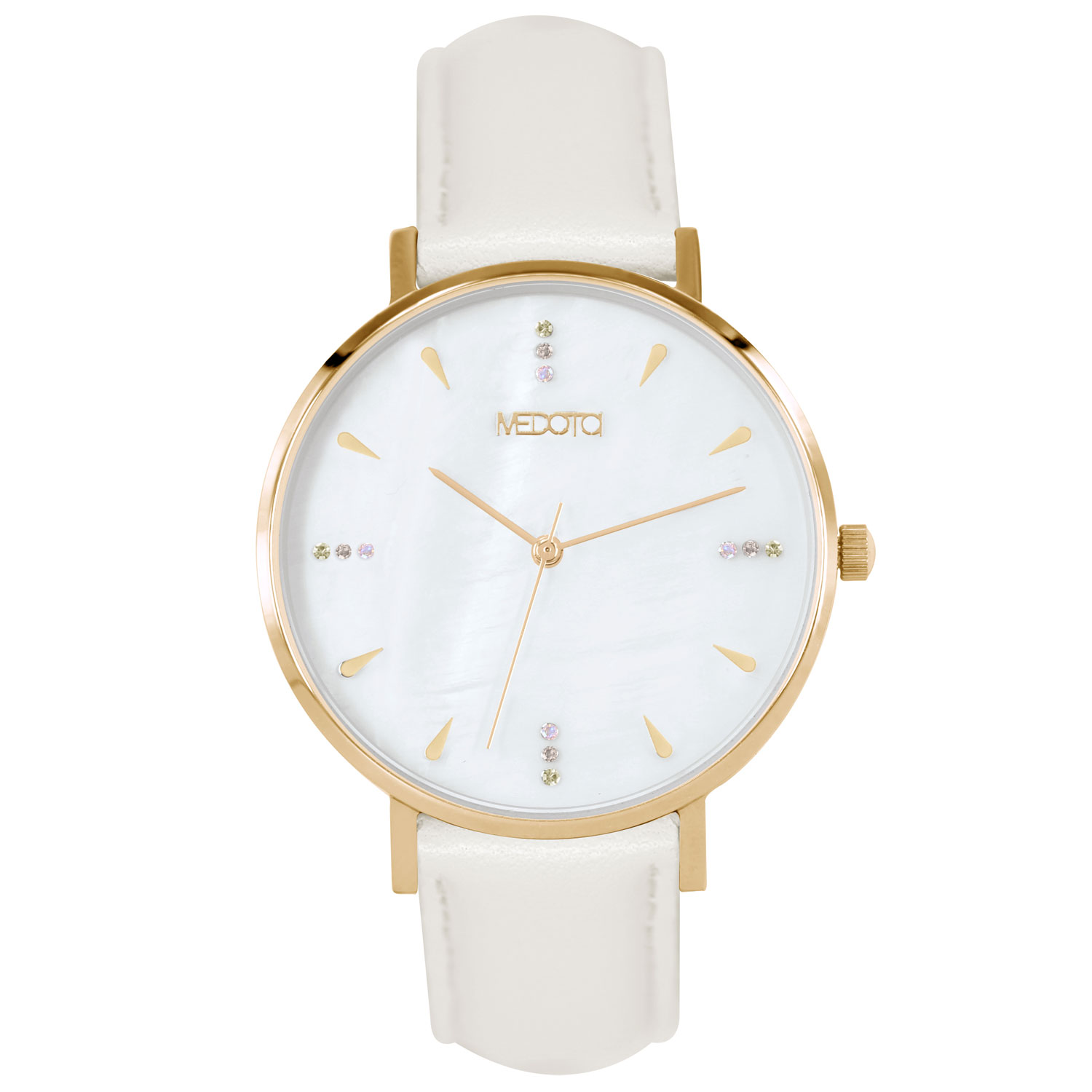 [MEDOTA] GLITTER shell surface minimalist diamond leather strap ladies watch-Gold / GE-12204, , large