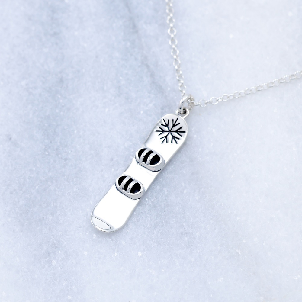 【Angel & Me】3D Snowboard s925 sterling silver necklace ski sport gift, , large
