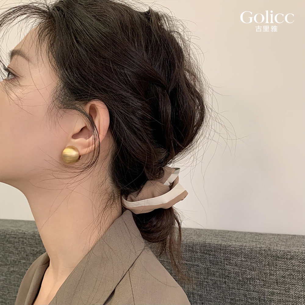 【Gulicc】古莉可 耳環 高級感霧面拉絲圓球耳環, , large