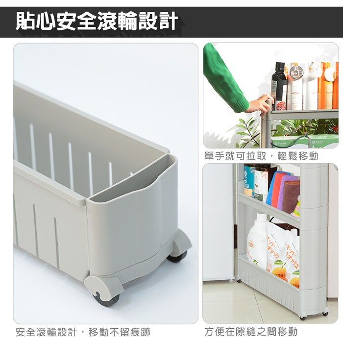 GS MALL 台灣製造 四層隙縫滾輪收納架 隙縫收納架 隙縫置物架 四層隙縫架 隙縫架 滾輪架 收納架 層架, , large