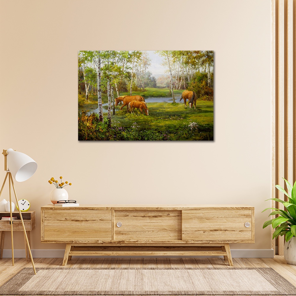【御畫房】湖畔風光 國家一級畫師手繪油畫60&times;90cm(VF-15), , large