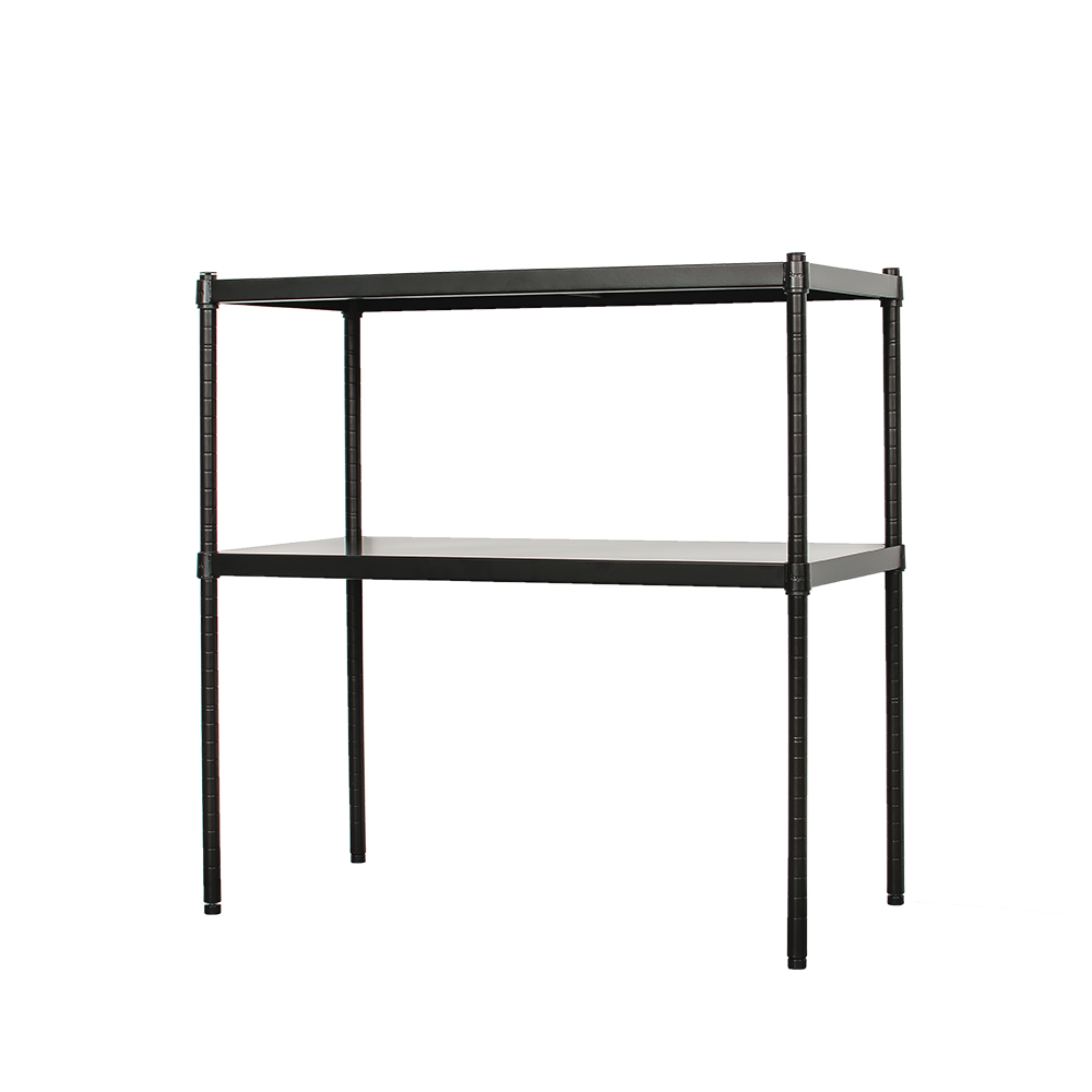 【Y HOUSE】90x45x75cm two-layer hole-free iron plate storage rack rack iron rack - black paint, , large