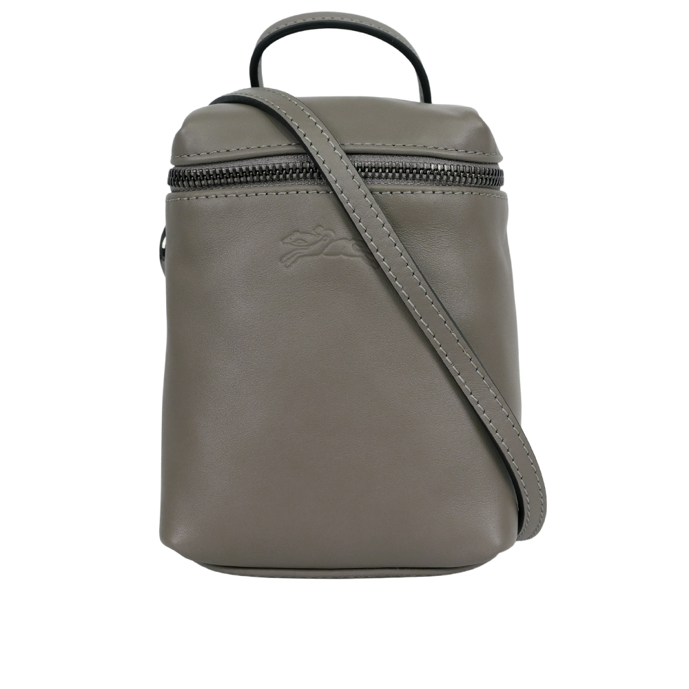 LONGCHAMP Le Pliage Xtra XS 小牛皮拉鍊迷你手提/斜背二用包/斑鳩灰, , large