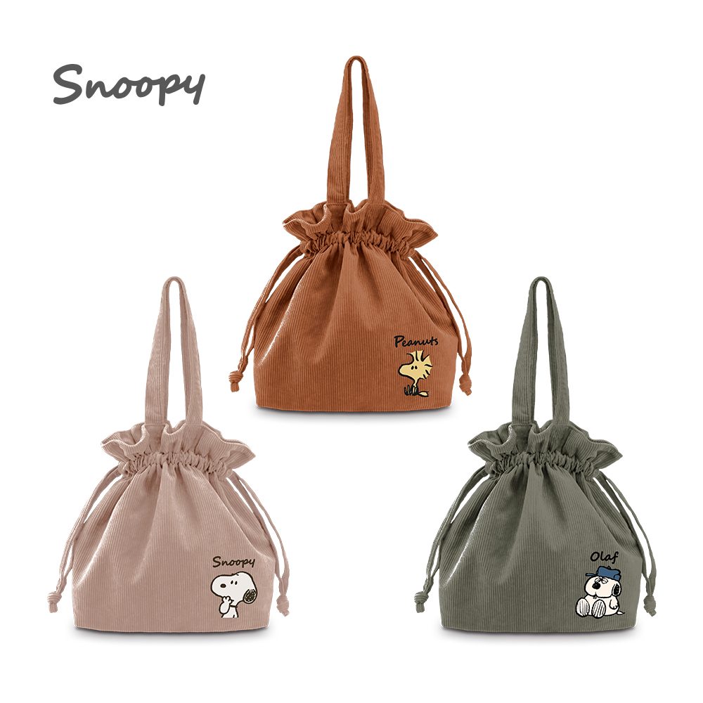 Snoopy史努比 復刻街町肩背束口PEVA保溫袋, , large