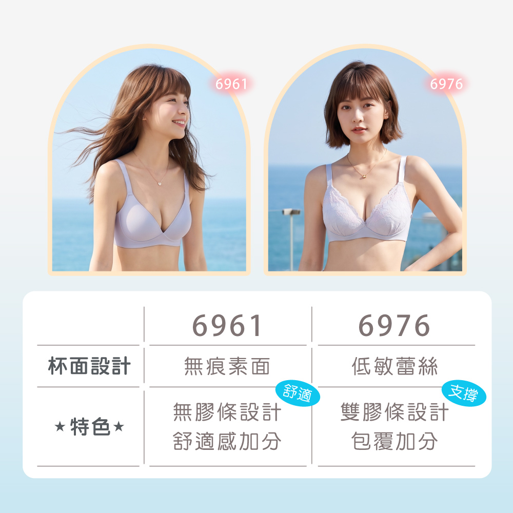 可蘭霓Clany 台灣製吸濕排汗無痕無鋼圈美型 S-2XL/Q 減壓內衣 膚色 6961-11, , large