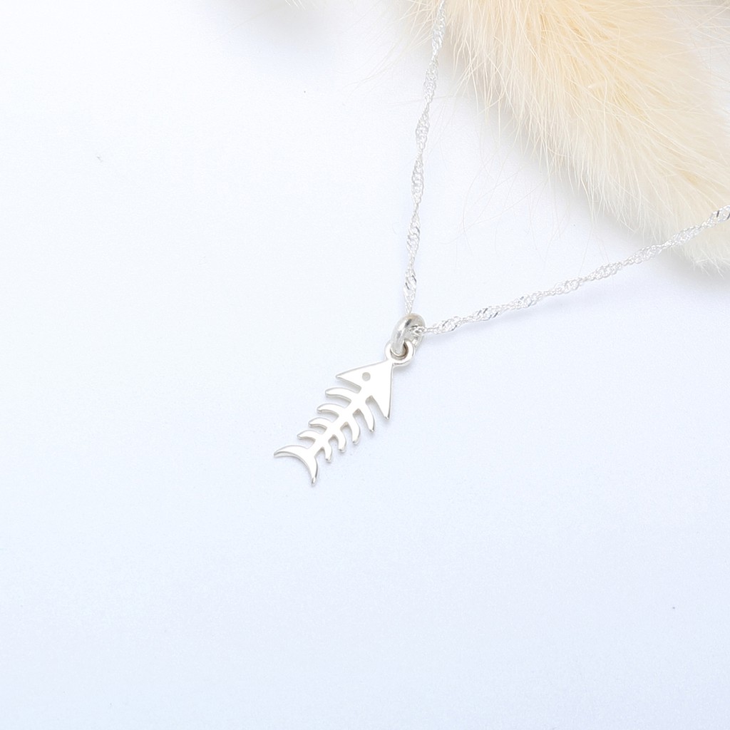 【Angel & Me】Lucky Fish Fishbone s925 sterling silver necklace Valentine Day gift, , large