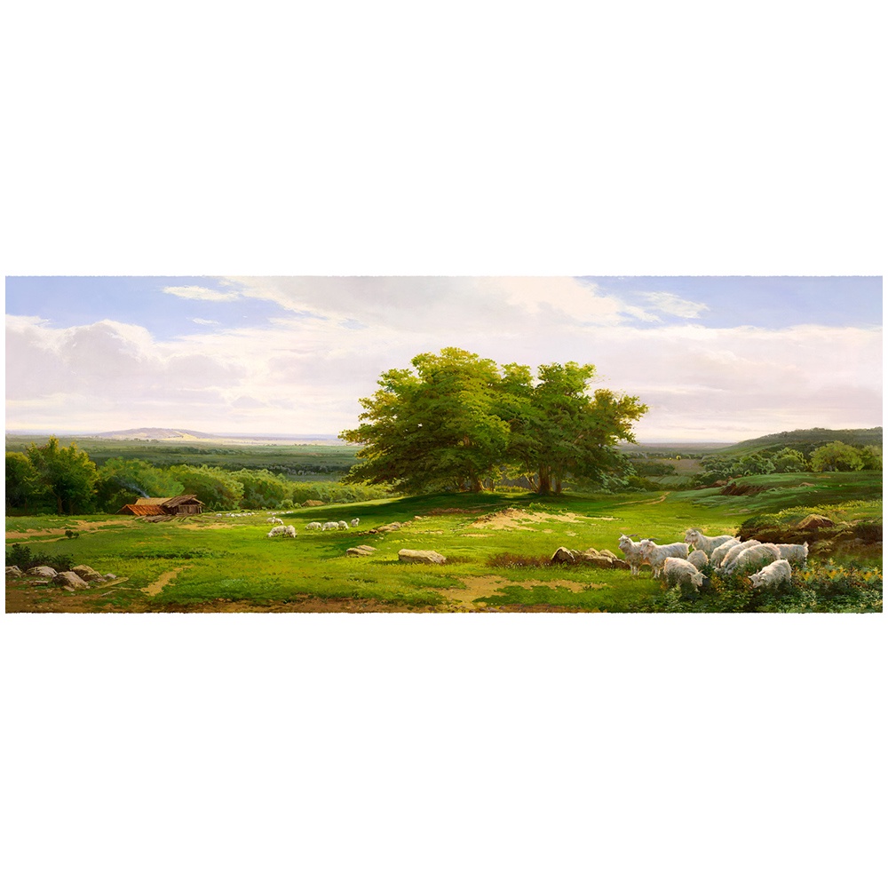 【御畫房】一碧千里 國家一級畫師手繪油畫60&times;120cm(VF-55), , large