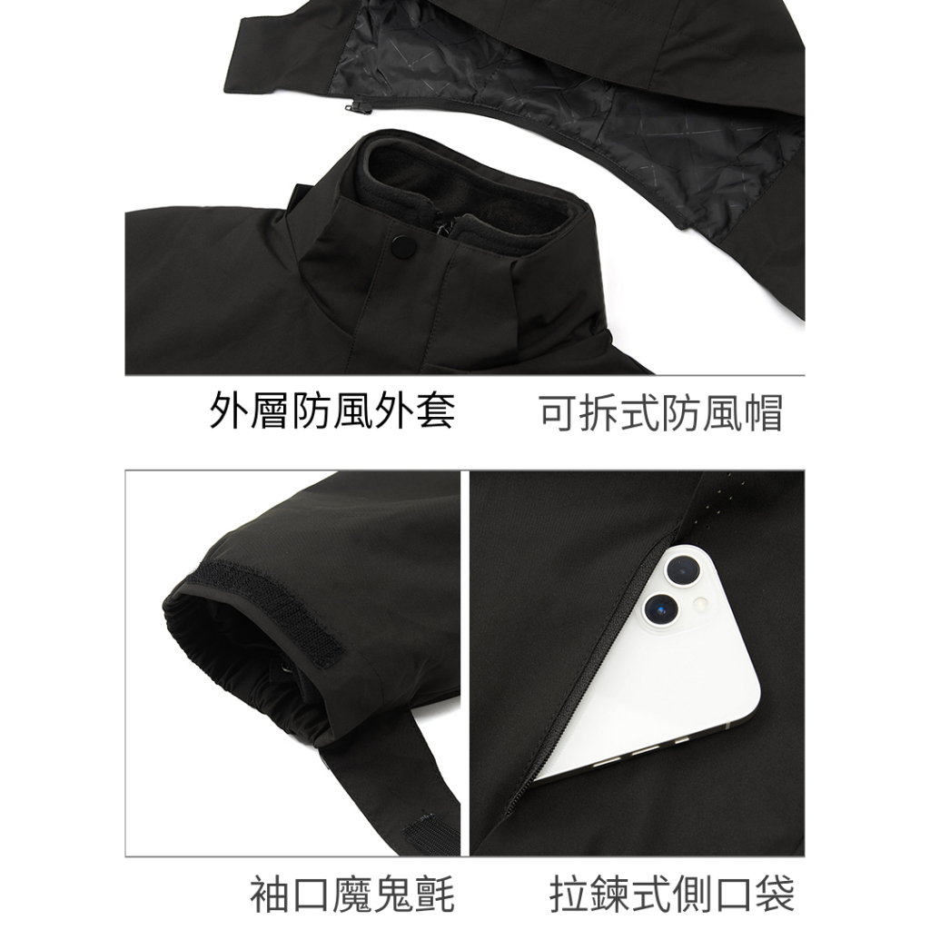 【230866女款兩件式外套】防風防水外套+密絲絨刷毛衣～防水防風保暖、YKK拉鍊、銀狐絨, , large