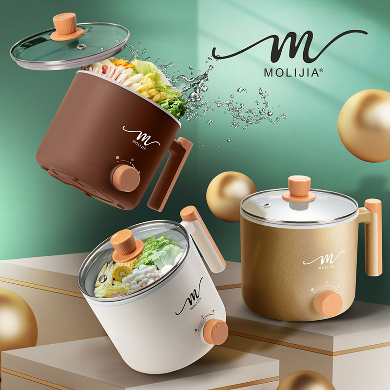 【MOLIJIA 魔力家】1.8L-M28 雙層防燙不沾快煮鍋-優雅棕, , large