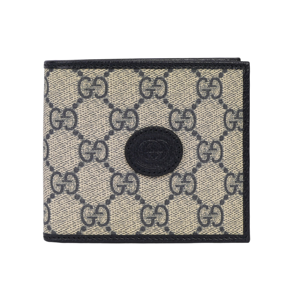GUCCI Interlocking G Logo 對開8卡短夾/米色/黑藍色, , large