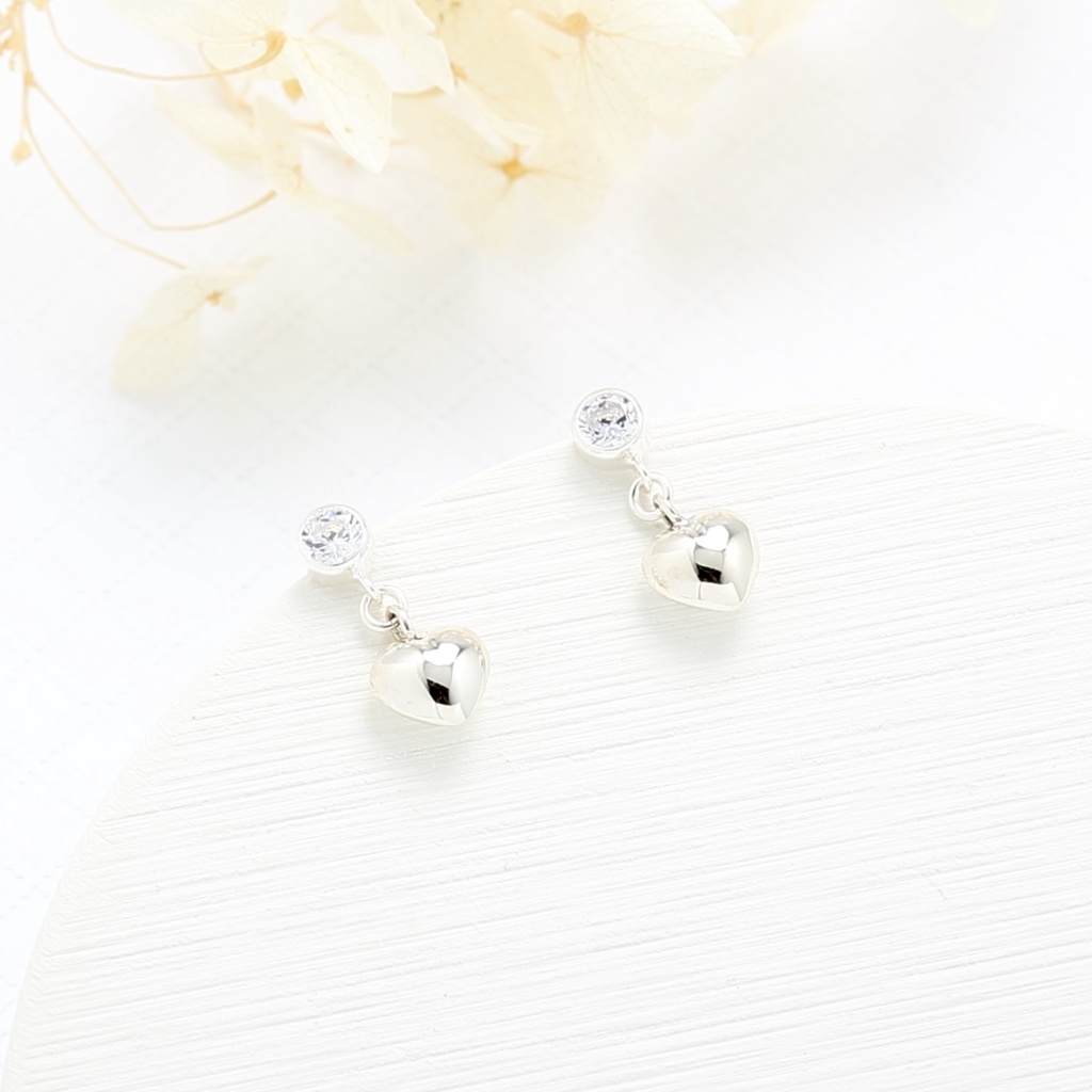 【Angel & Me】Love Heart s925 sterling silver earrings (changeable ear clips) gift, , large