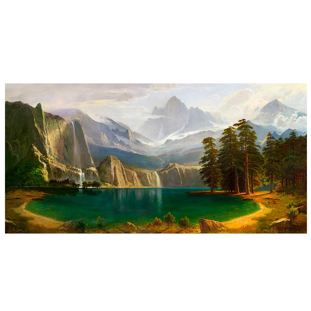 【御畫房】湖畔小鹿 國家一級畫師手繪油畫60&times;120cm(VF-130), , large