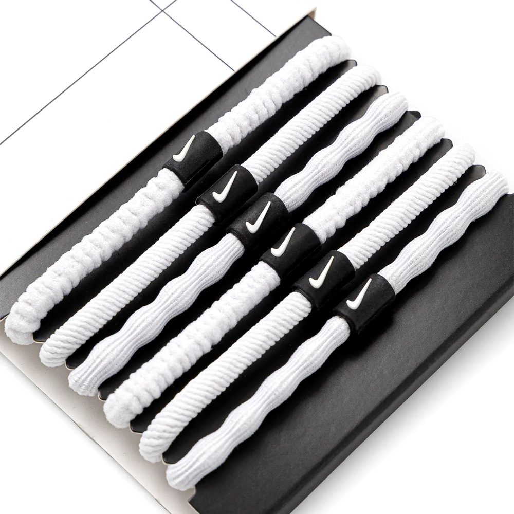 NIKE FLEX 髮圈 6PK 六入裝 運動髮飾 簡約 時尚 多色 伸縮力強 彈性 耐用 舒適 低異物感 N1009194189OS白、N1009194202OS米咖, , large