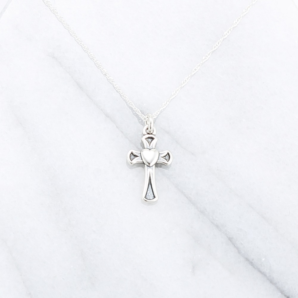 【Angel & Me】Love Heart Cross 925 sterling silver necklace Christmas gift, , large
