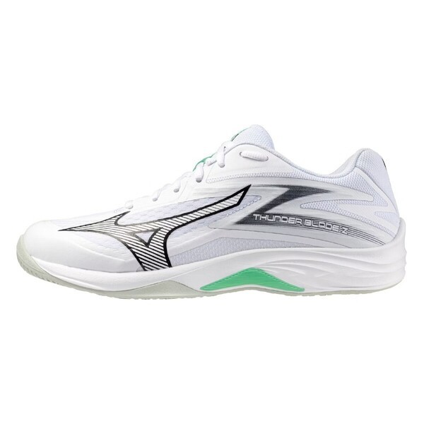 Mizuno Thunder Blade Z 男女 排球鞋 穩定 包覆 回彈 白 綠 [V1GA237016], , large