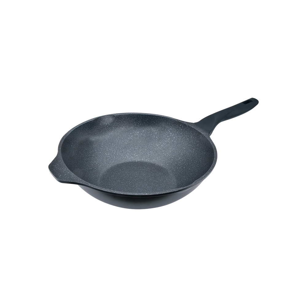 Miyaco 米雅可 礦岩鑄造不沾炒鍋深型炒鍋IH無蓋附蓋 30cm無蓋-Leidea樂德兒, , large