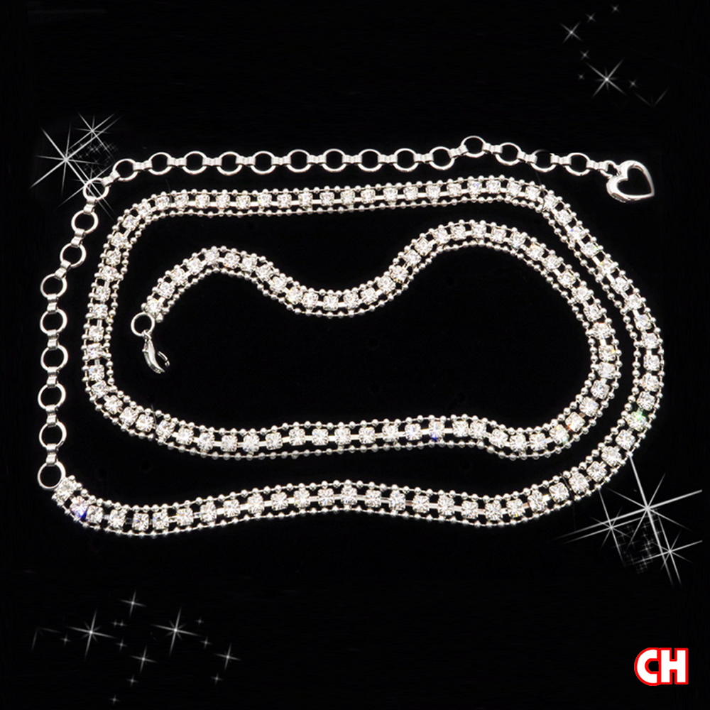 【CH-BELT 銓丞皮帶】閃亮奧鑽水鑽 流行造型女生細版腰鍊帶, , large