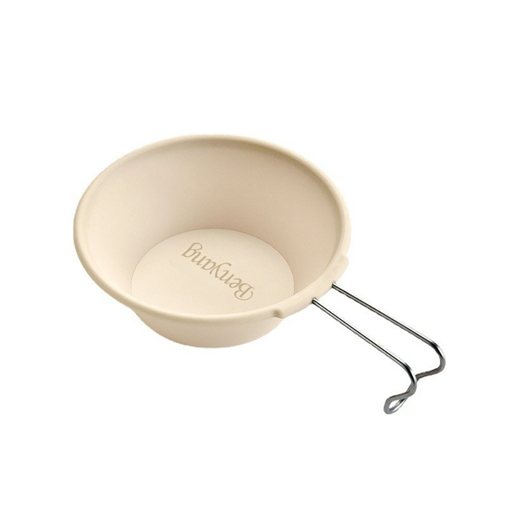New food-grade durable camping sizzling bowl, cream yellow, 1 piece (camping tableware, heat-resistant bowl, picnic bowl, portable outdoor bowl), , large