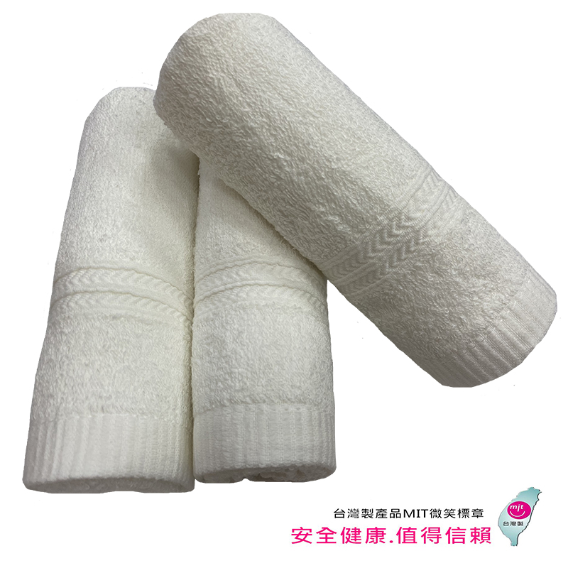 台灣製原棉無染緞檔毛巾3入, , large