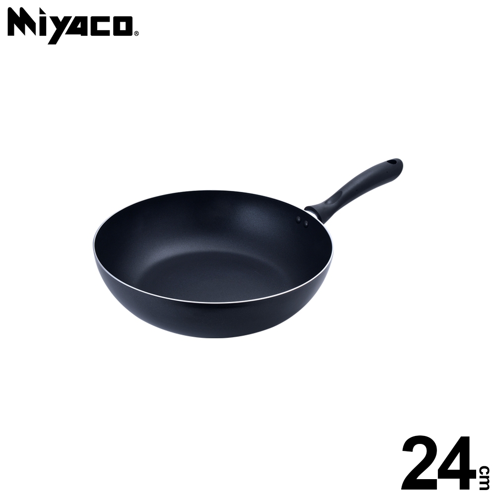 Miyaco 米雅可 黑晶導磁不沾深型平底鍋IH無蓋 24cm-Leidea樂德兒, , large