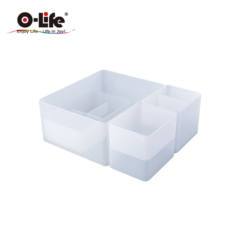 【O-Life】B-014堆疊收納盒-白色款5件組, , large