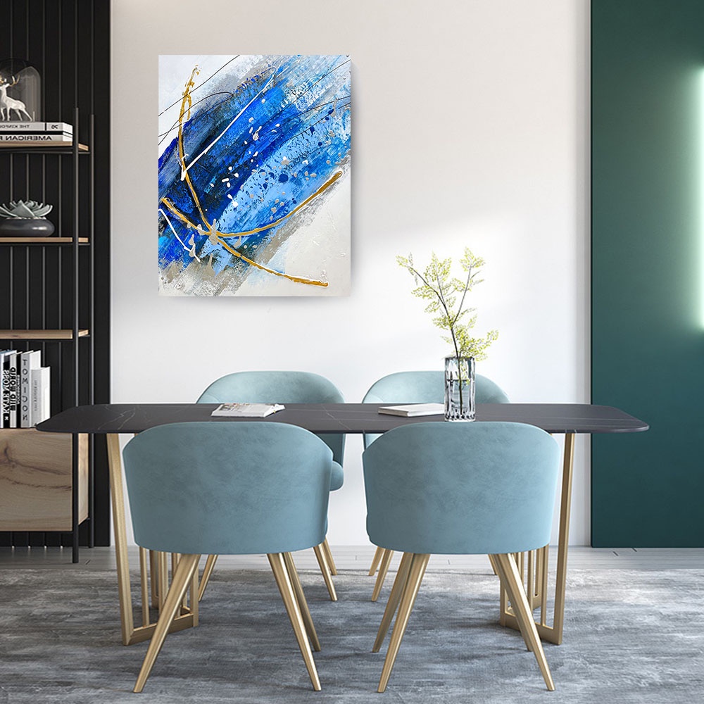 【御畫房】藍海情緣 手繪抽象油畫-40*50cm無框掛畫4050-022, , large