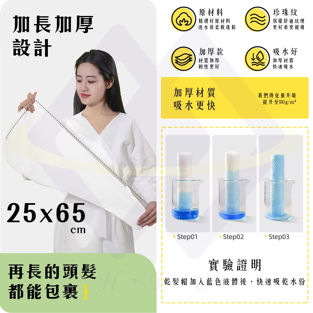 【禾統】一次性乾髮帽 / 1入/包 / 1包入(乾髮帽 一次性旅行用品 超強吸水 乾髮巾 拋棄式 髮帽 旅行必備), , large