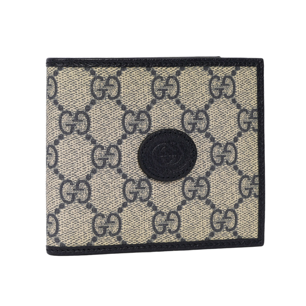 GUCCI Interlocking G Logo 對開8卡短夾/米色/黑藍色, , large