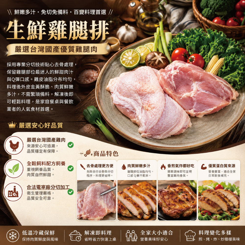 約克街肉鋪 台灣國產嚴選去骨雞腿排2片(110g&plusmn;10%/片,2片/包)_任選, , large