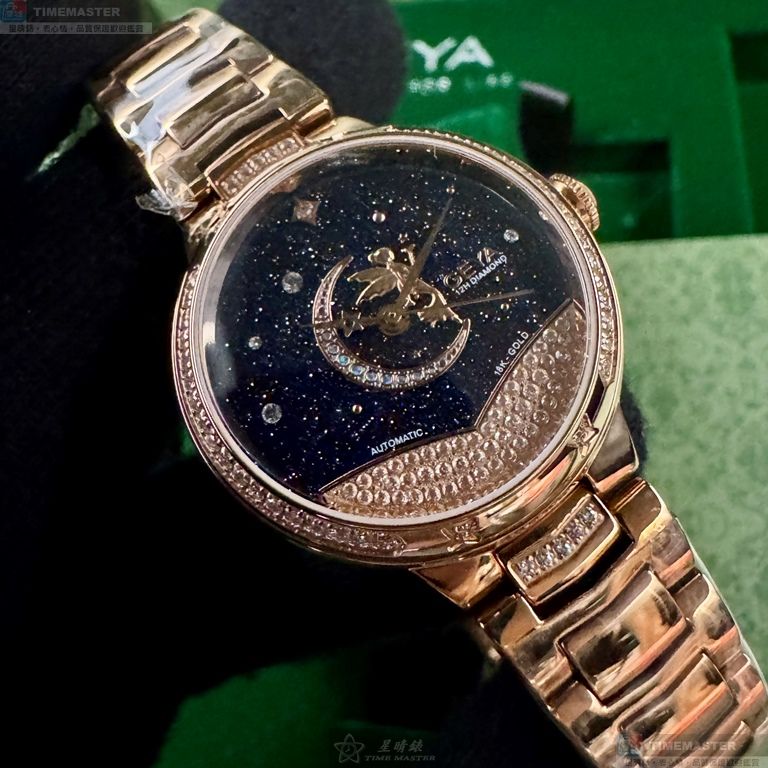 [星晴錶業]GEYA手錶,30mm,G09020LHB黑色錶面玫瑰金錶殼玫瑰金色精鋼錶帶款, , large